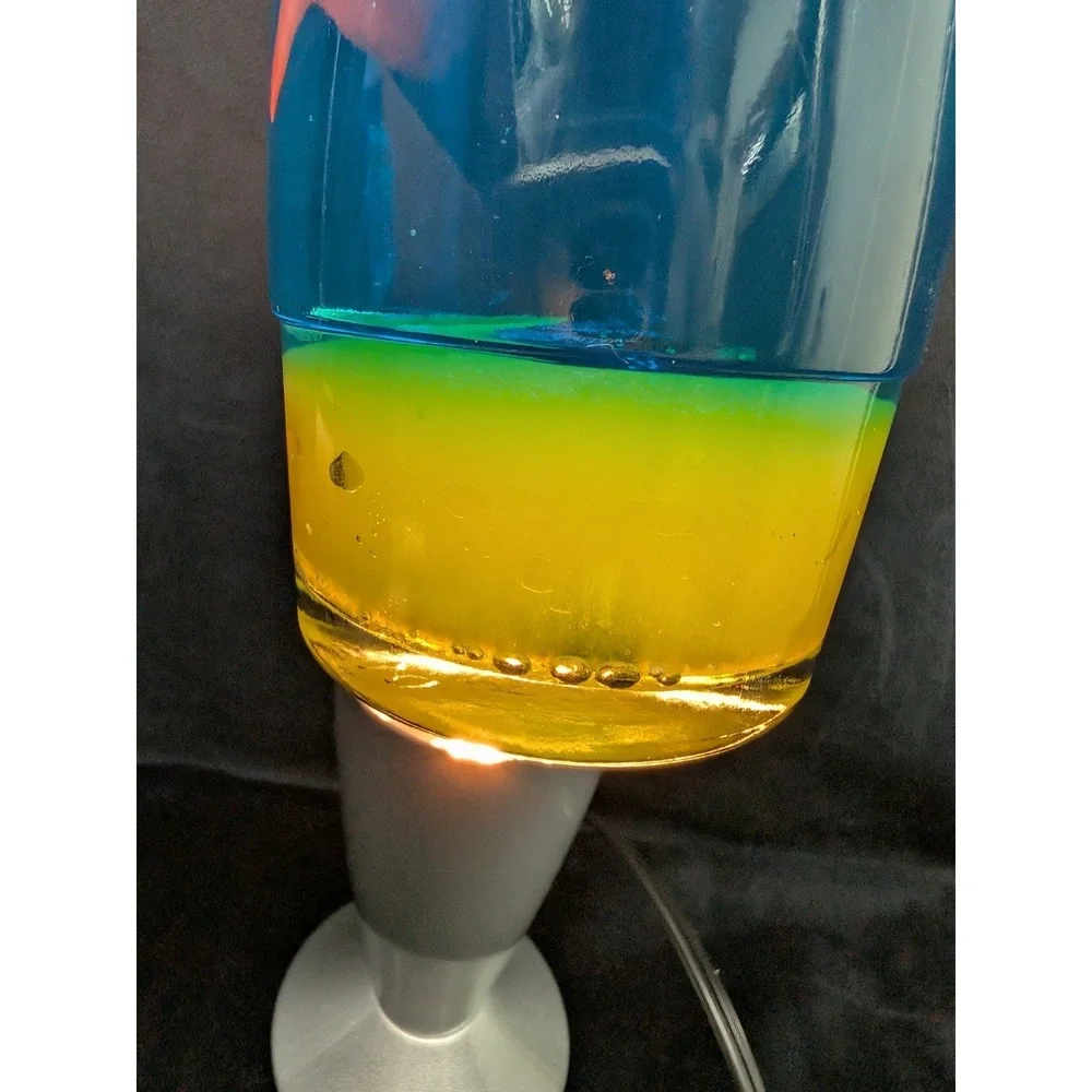 Jambo Lava Lamp 30W 16.3 in Blue w/ Yellow Wax Silver Base Bullet Shape Open Box
